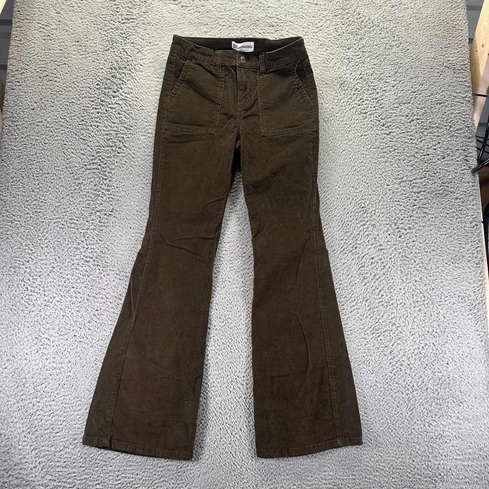 No Boundaries Pant Womens 0 Brown Cotton Corduroy Flared Travel Workwear Stretch